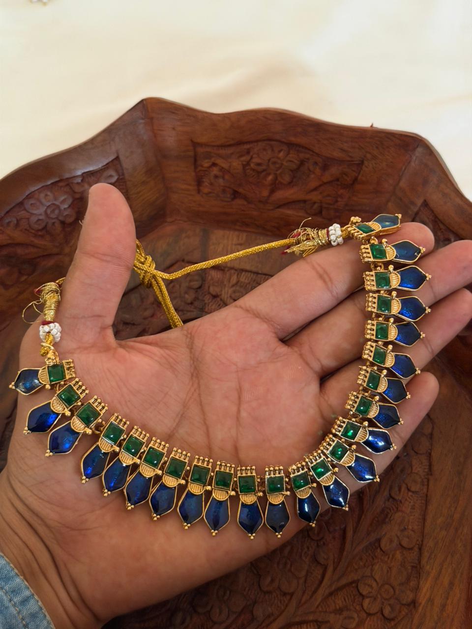 Blue Palakka Choker Set AN96 Anvika Jewels
