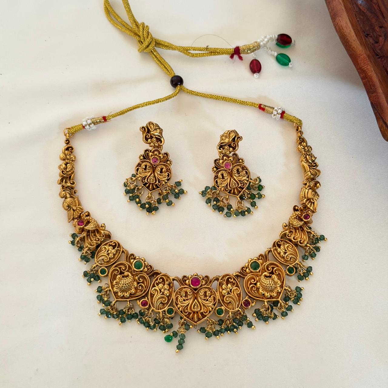Antique Peacock Choker Set AN97 Anvika Jewels