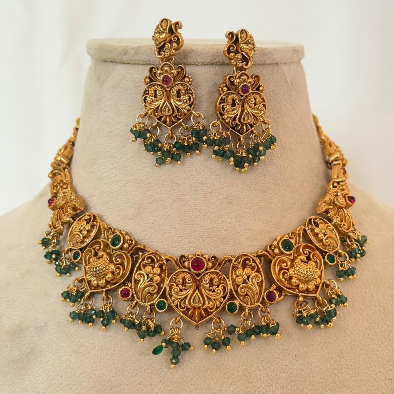 Antique Peacock Choker Set AN97 Anvika Jewels