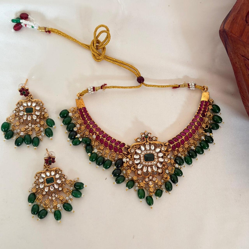 Kundan Emerald Choker AN98 Anvika Jewels