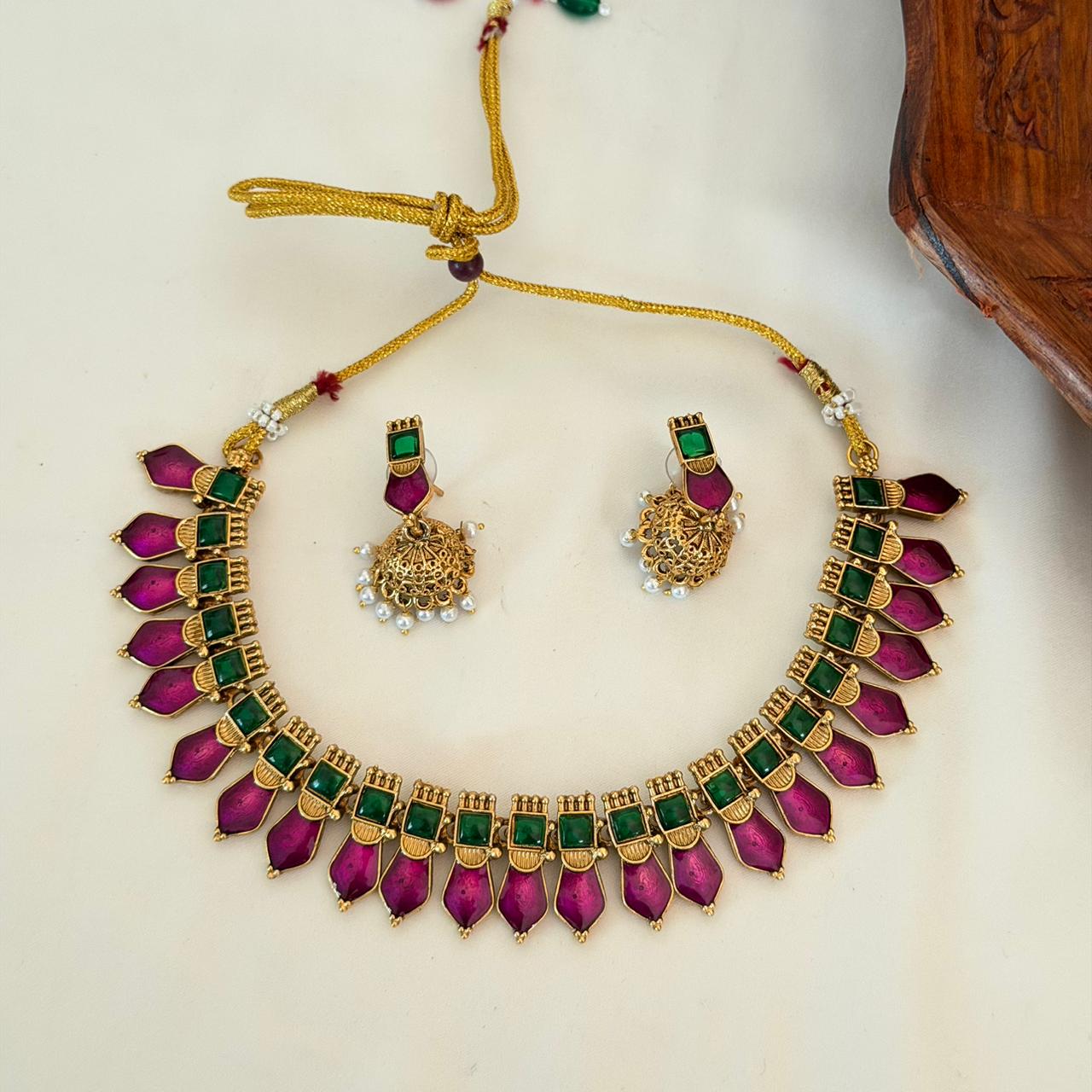 Purple Palakka Choker Set AN102 Anvika Jewels