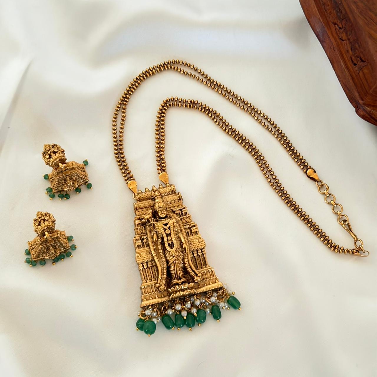 emple Gopuram Pendant Set AN104 Anvika Jewels
