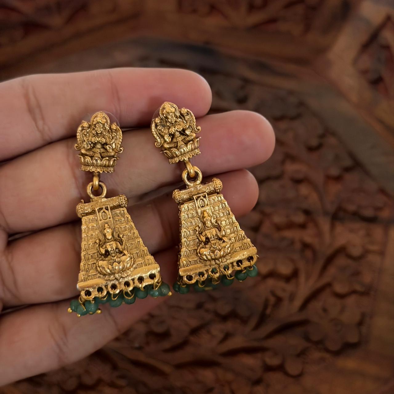 emple Gopuram Pendant Set AN104 Anvika Jewels