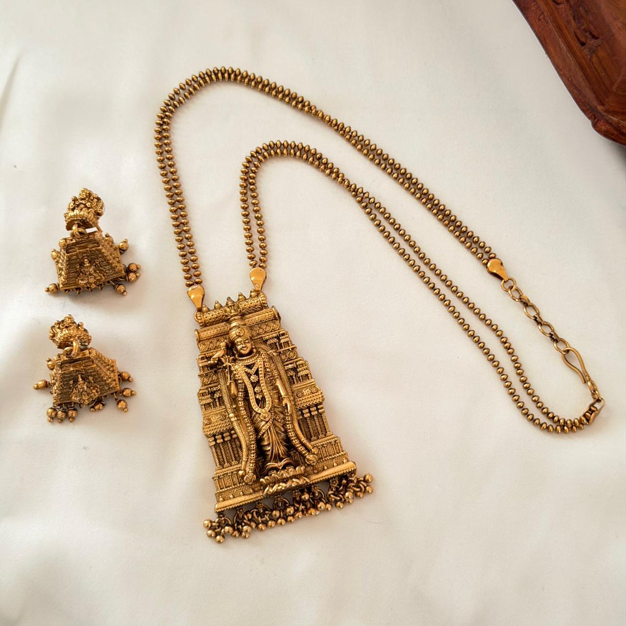 emple Gopuram Pendant Set AN104 Anvika Jewels