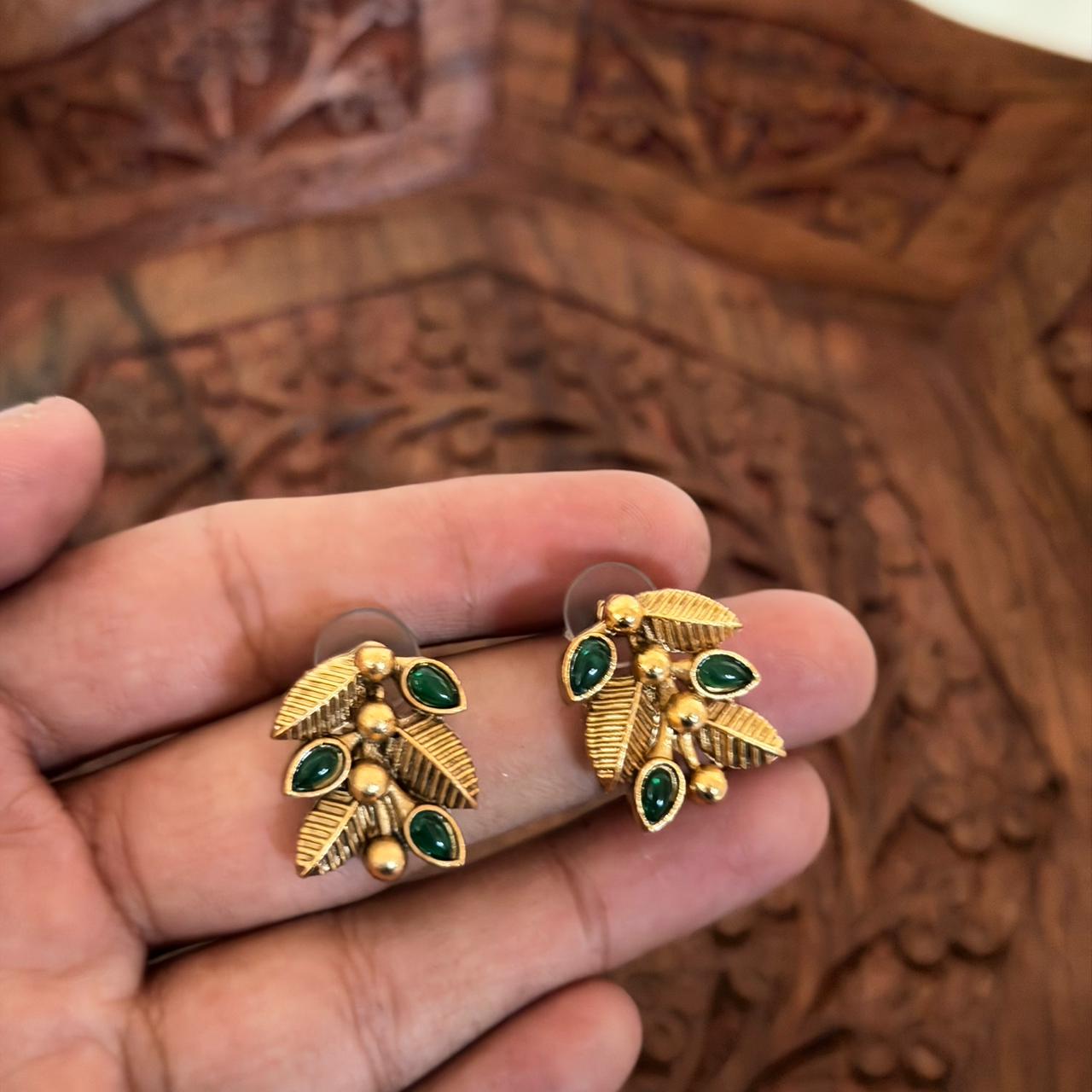 Antique Leaf Bead Necklace AN107 Anvika Jewels