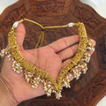 Antique Pearl Floral Necklace AN109 Anvika Jewels