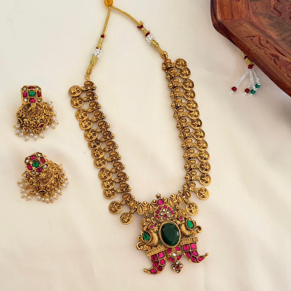 Antique Coin Peacock Necklace Anvika Jewels