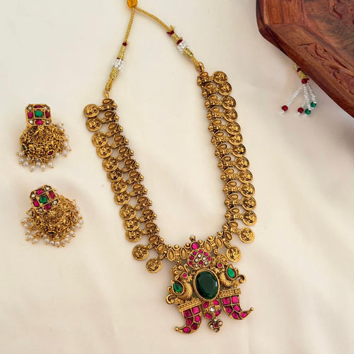 Antique Coin Peacock Necklace Anvika Jewels