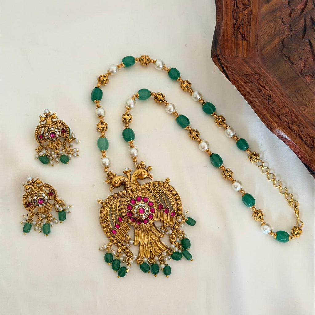 Premium Antique Peacock Pendant AN111 Anvika Jewels
