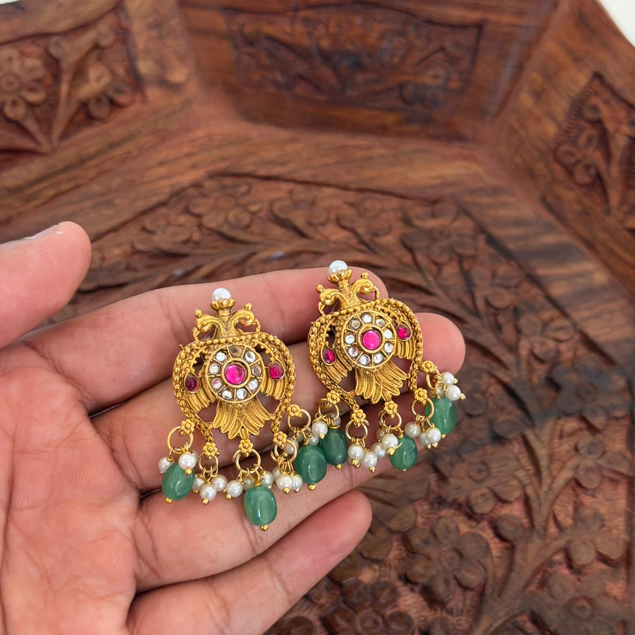 Premium Antique Peacock Pendant AN111 Anvika Jewels