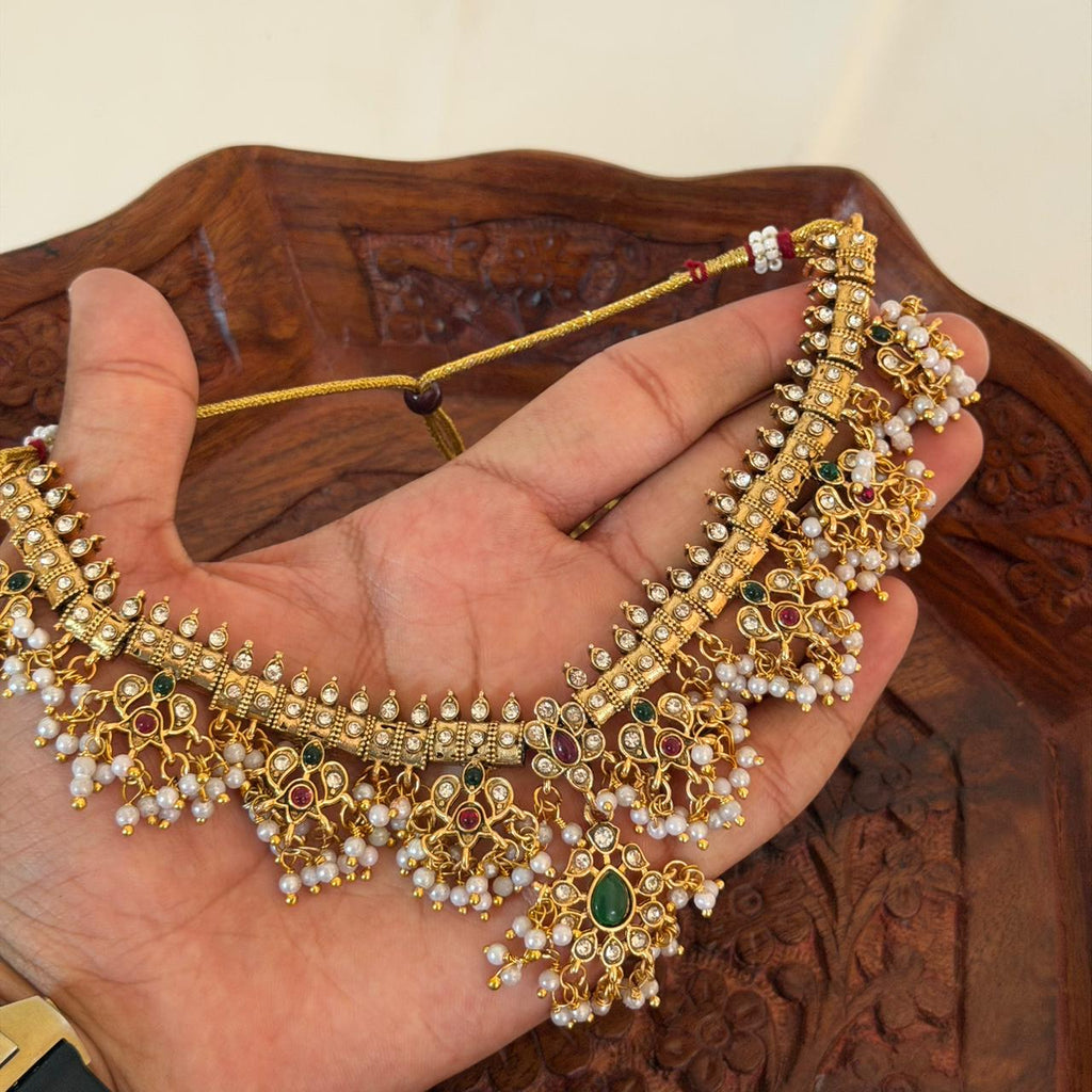 Premium Kundan Pearl Choker Set AN113 Anvika Jewels