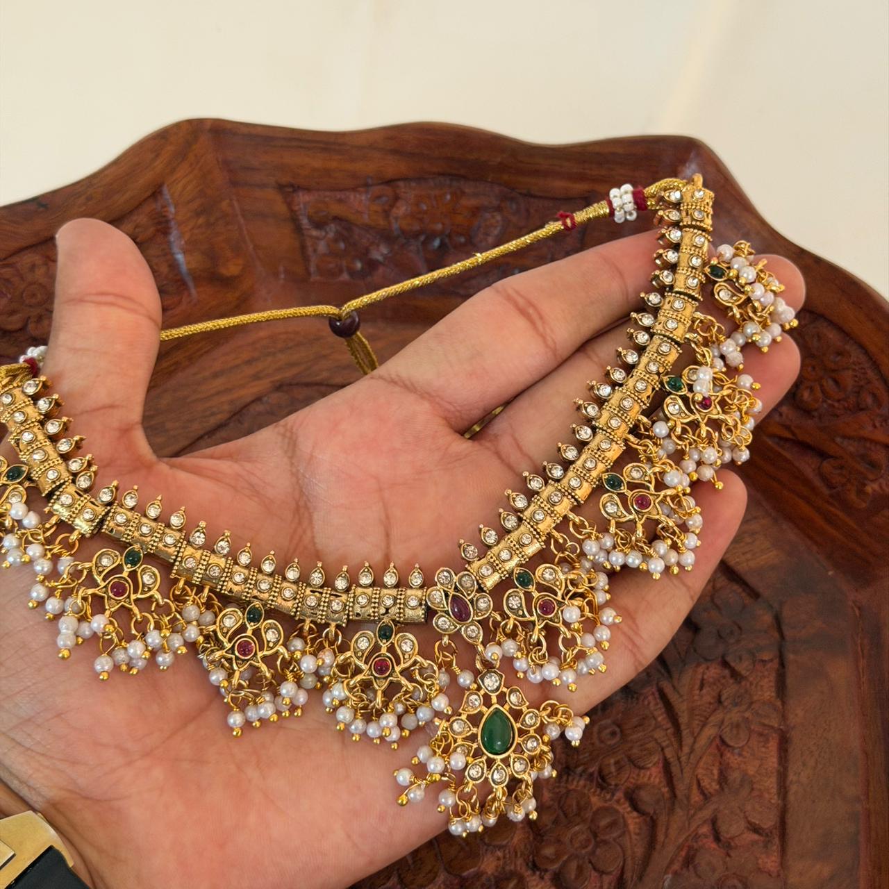 Premium Kundan Pearl Choker Set AN113 Anvika Jewels