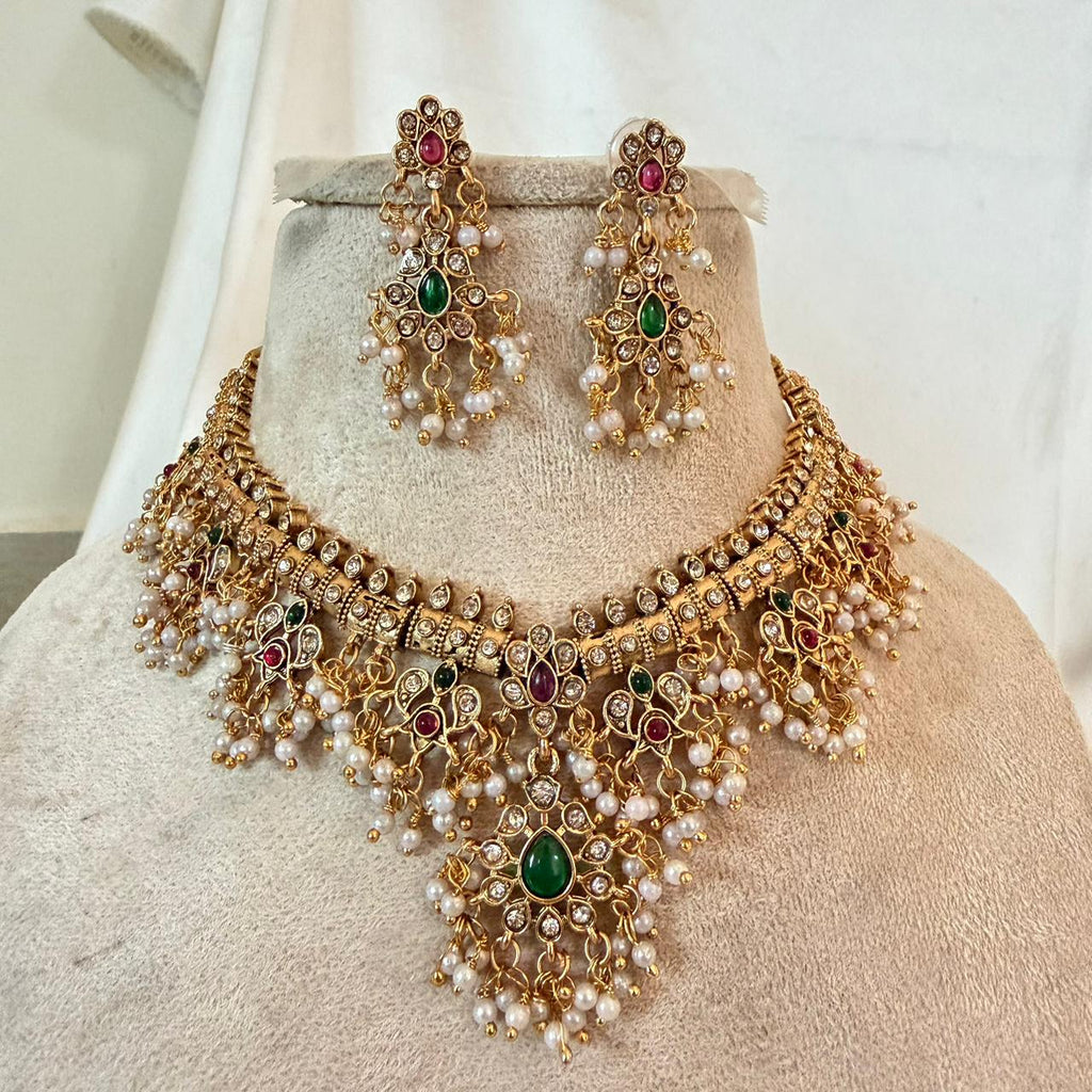 Premium Kundan Pearl Choker Set AN113 Anvika Jewels