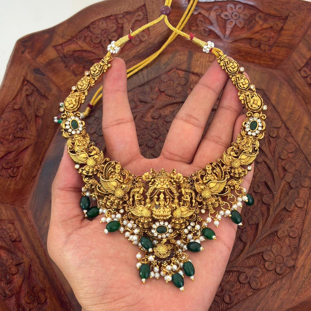 Grand Lakshmi Emerald Bridal Combo Set CS20 Anvika Jewels
