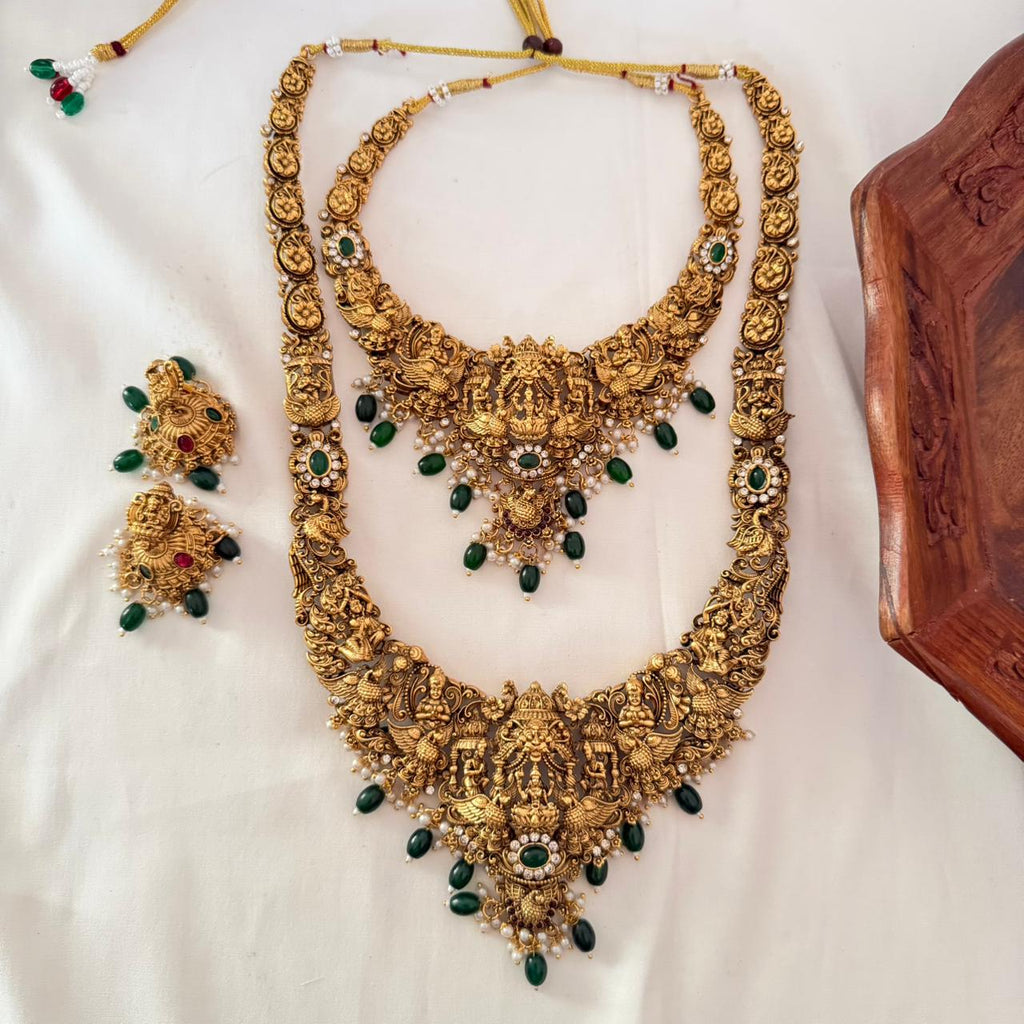 Grand Lakshmi Emerald Bridal Combo Set CS20 Anvika Jewels