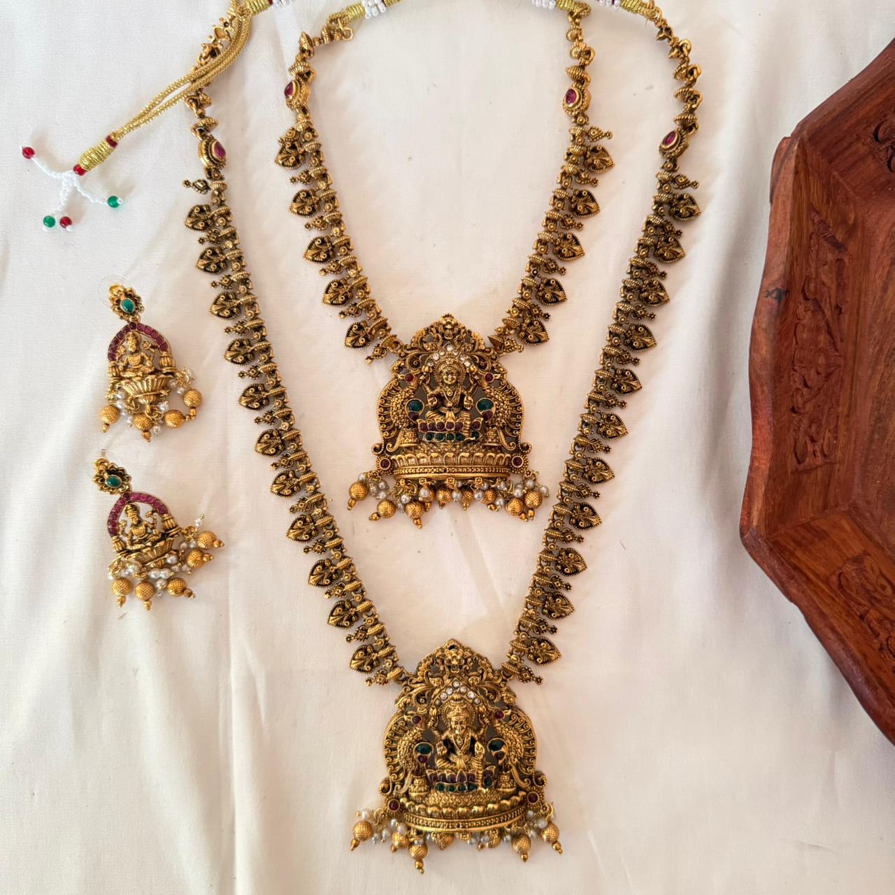 Lakshmi Temple Bridal Combo Set CS22 Anvika Jewels