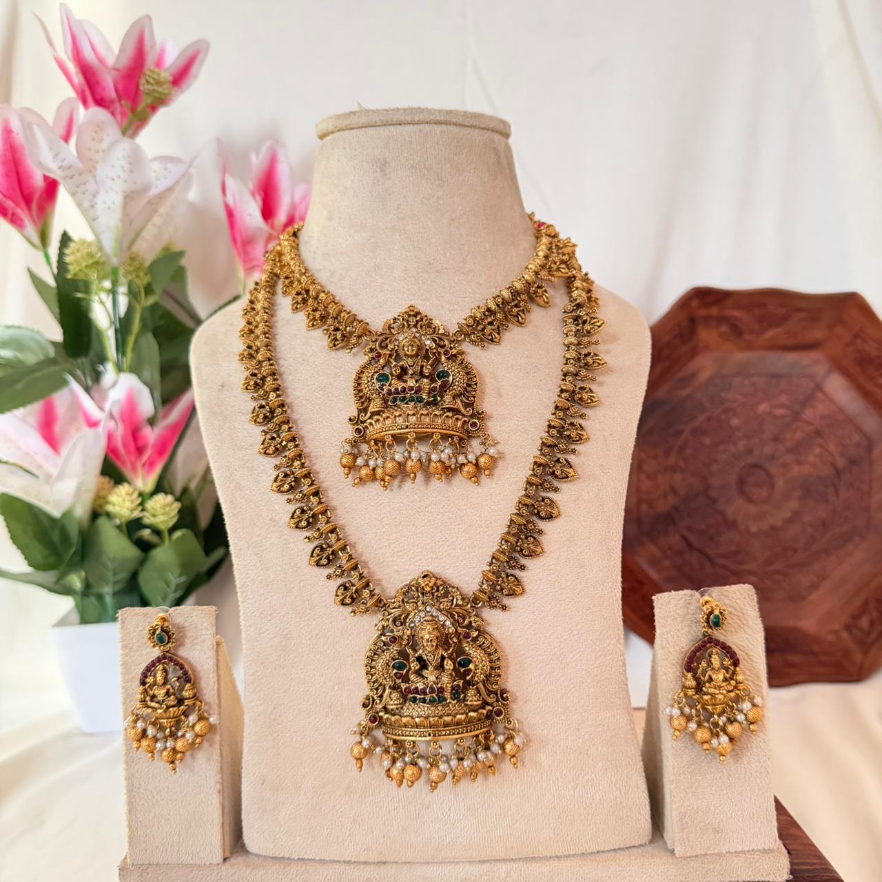 Lakshmi Temple Bridal Combo Set CS22 Anvika Jewels