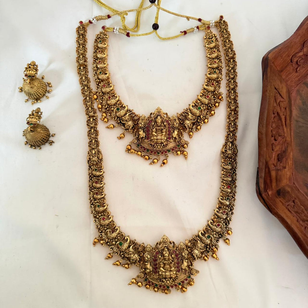 Lakshmi Temple Bridal Combo Set CS24 Anvika Jewels