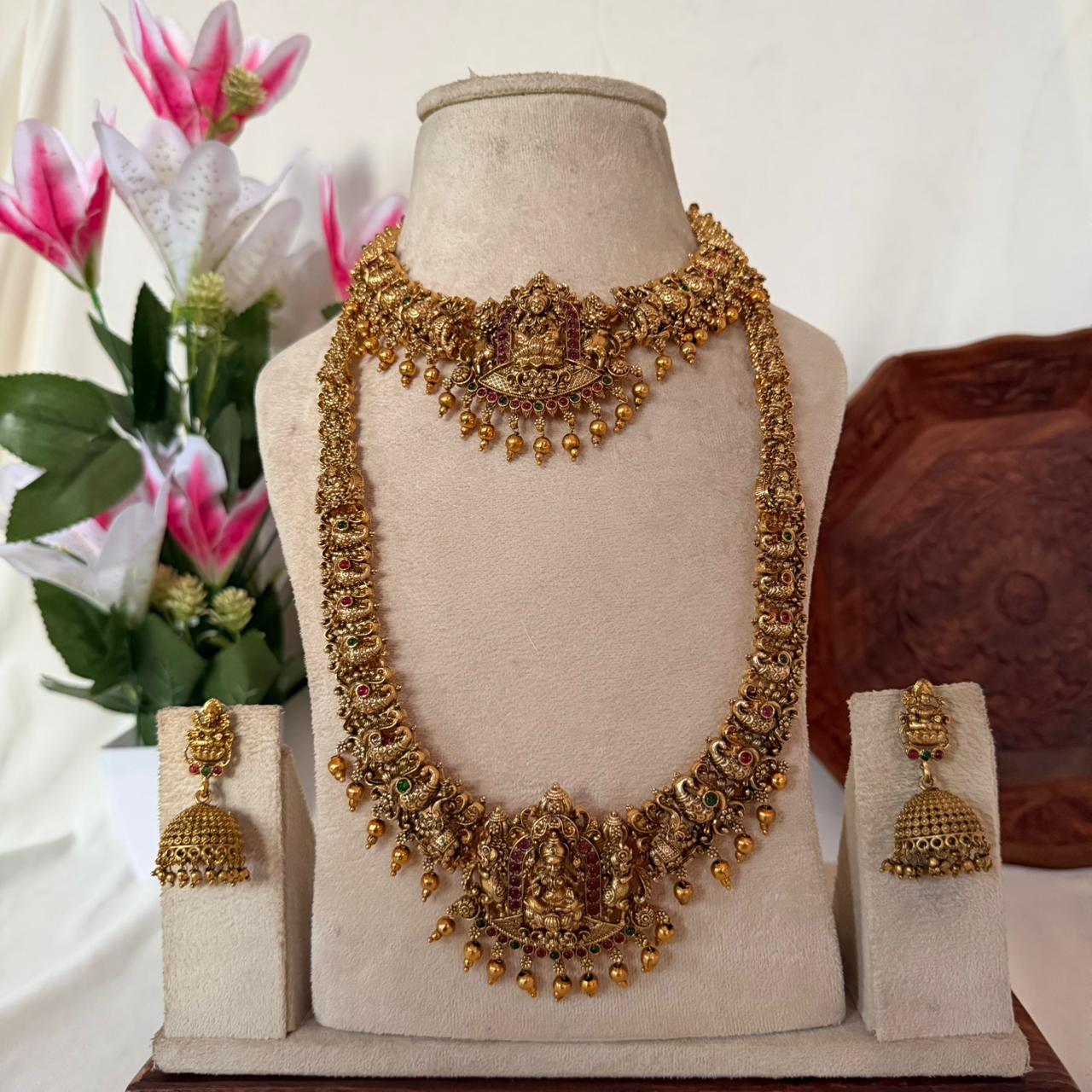 Lakshmi Temple Bridal Combo Set CS24 Anvika Jewels
