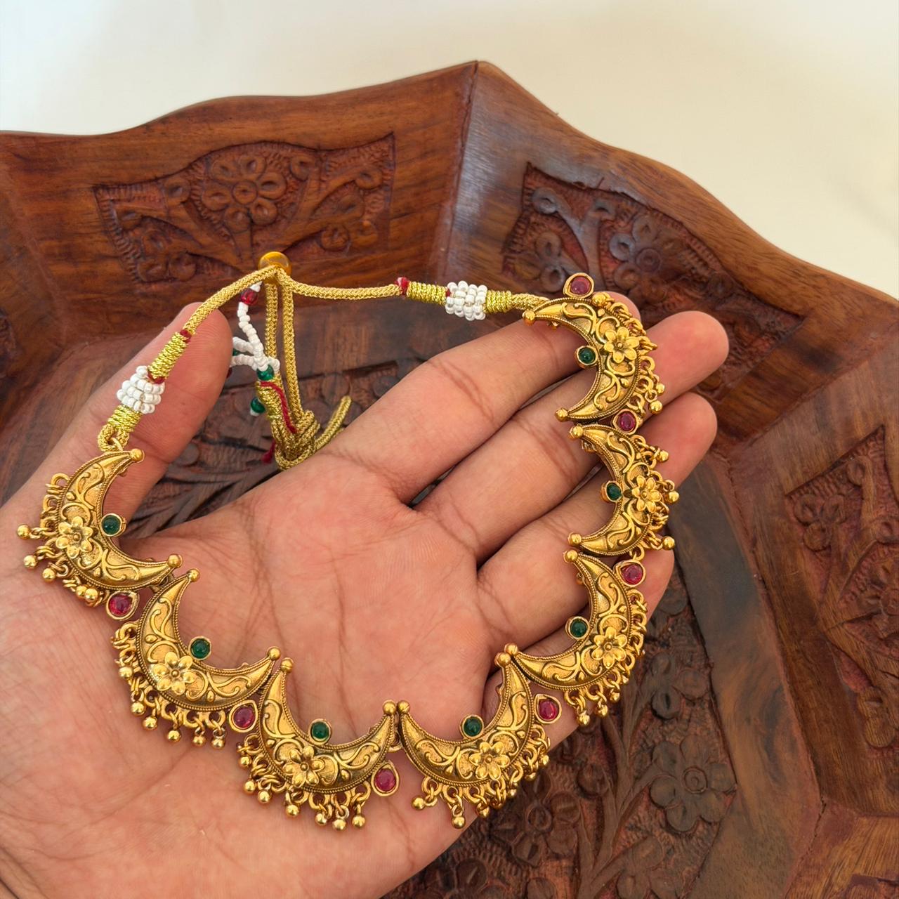 Antique Crescent Choker Set AN115 Anvika Jewels