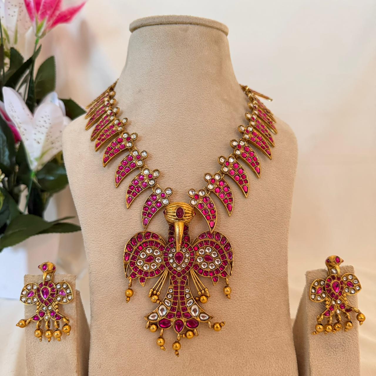 Premium Gandaberunda Kundan Necklace LH19 Anvika Jewels