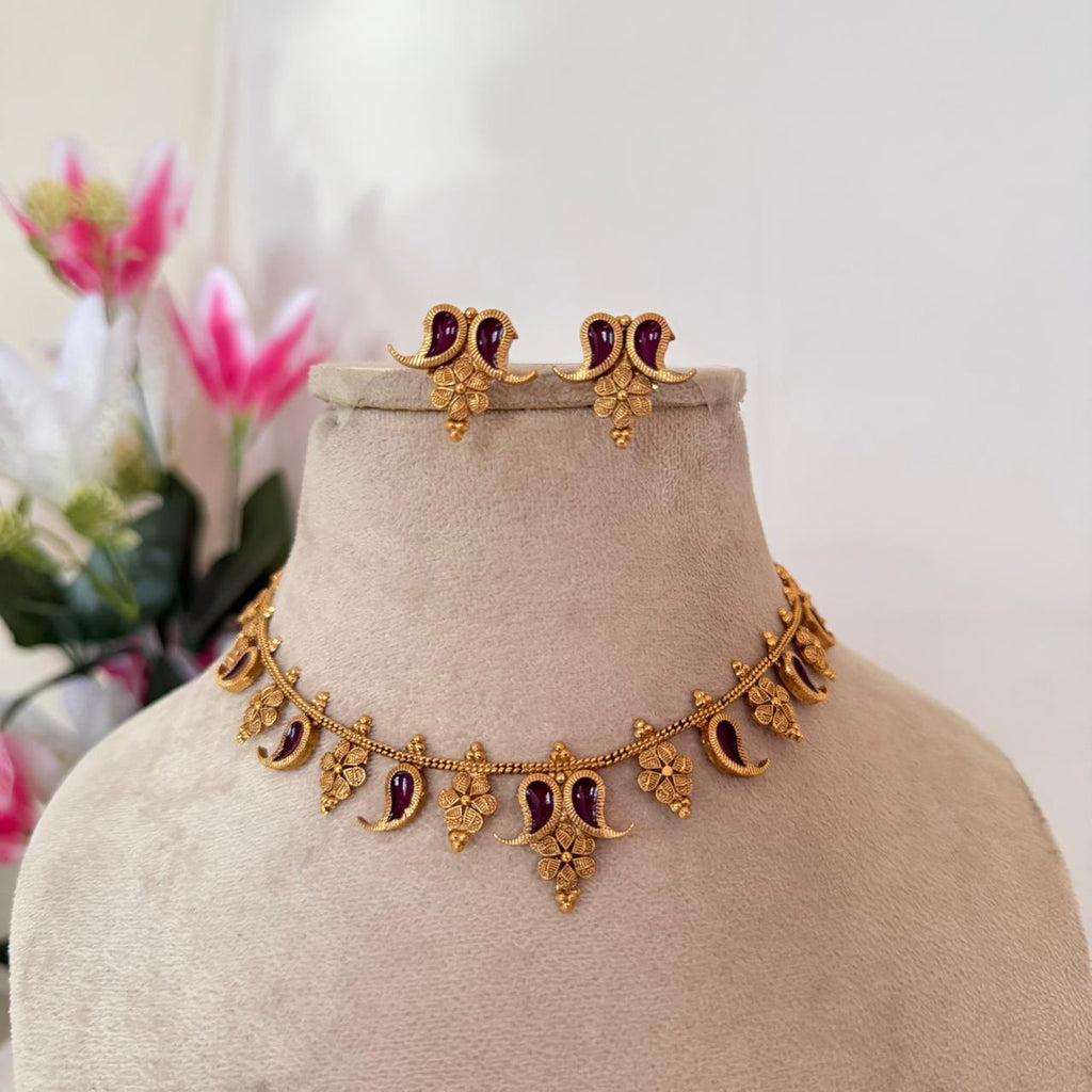 Paisley Antique Choker Set AN120 Anvika Jewels