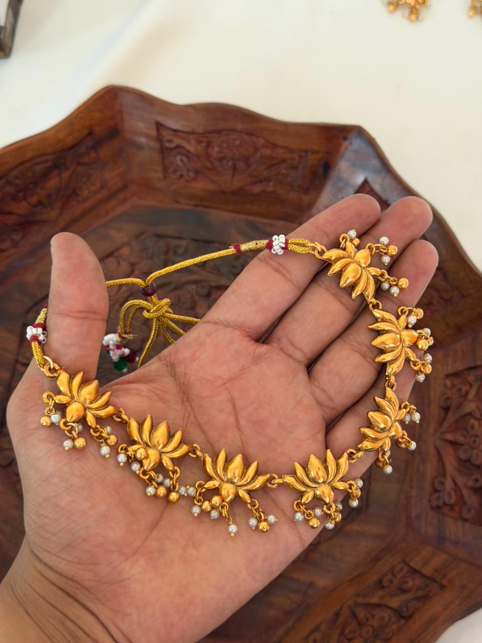 Lotus Antique Choker Set AN121 Anvika Jewels