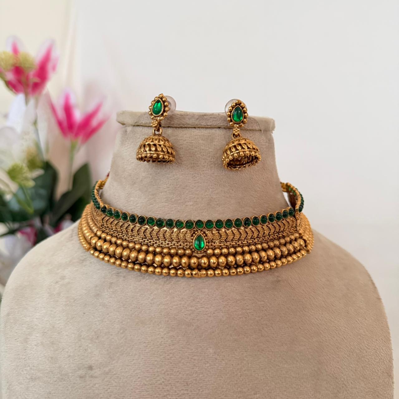Premium Antique Beaded Choker AN122 Anvika Jewels