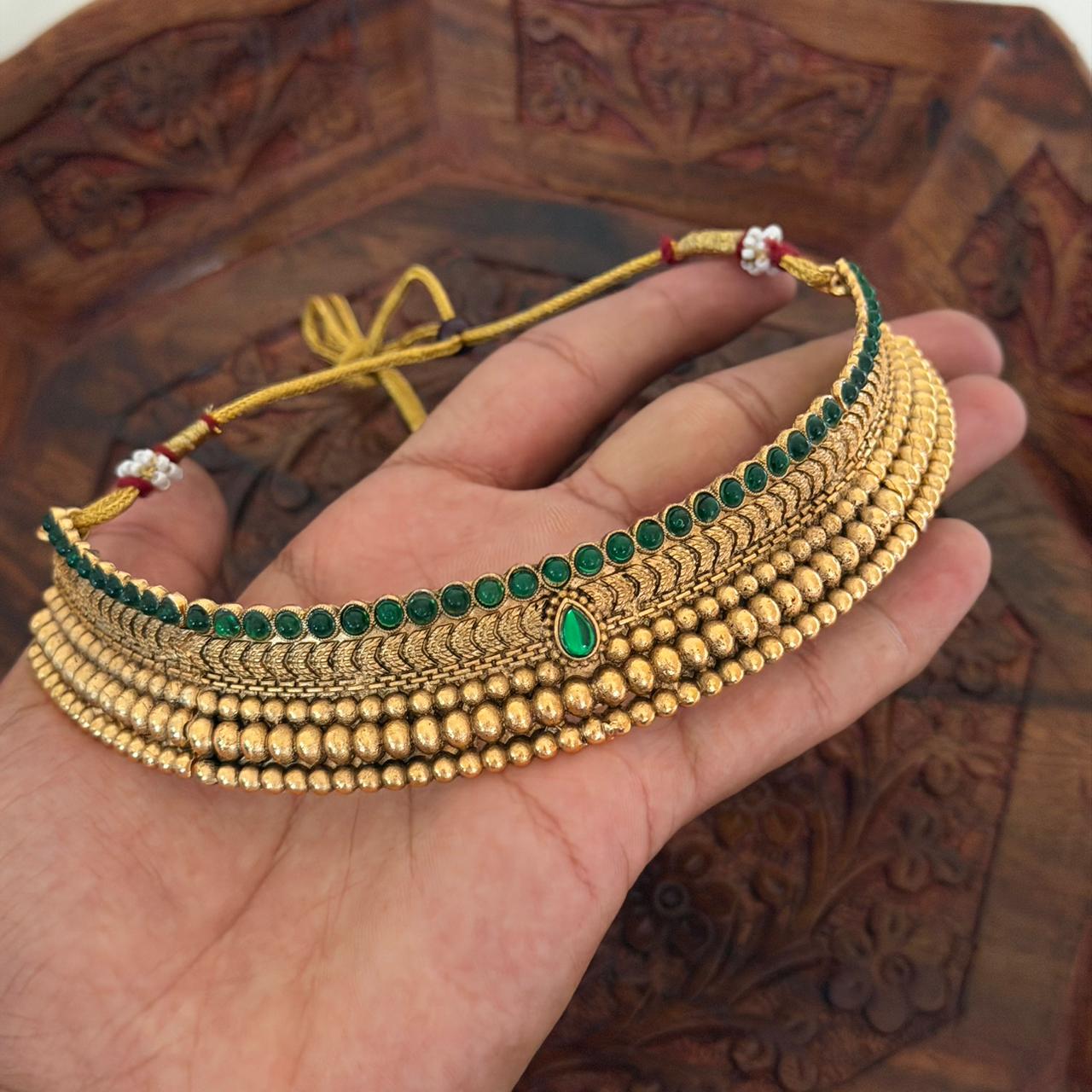 Premium Antique Beaded Choker AN122 Anvika Jewels