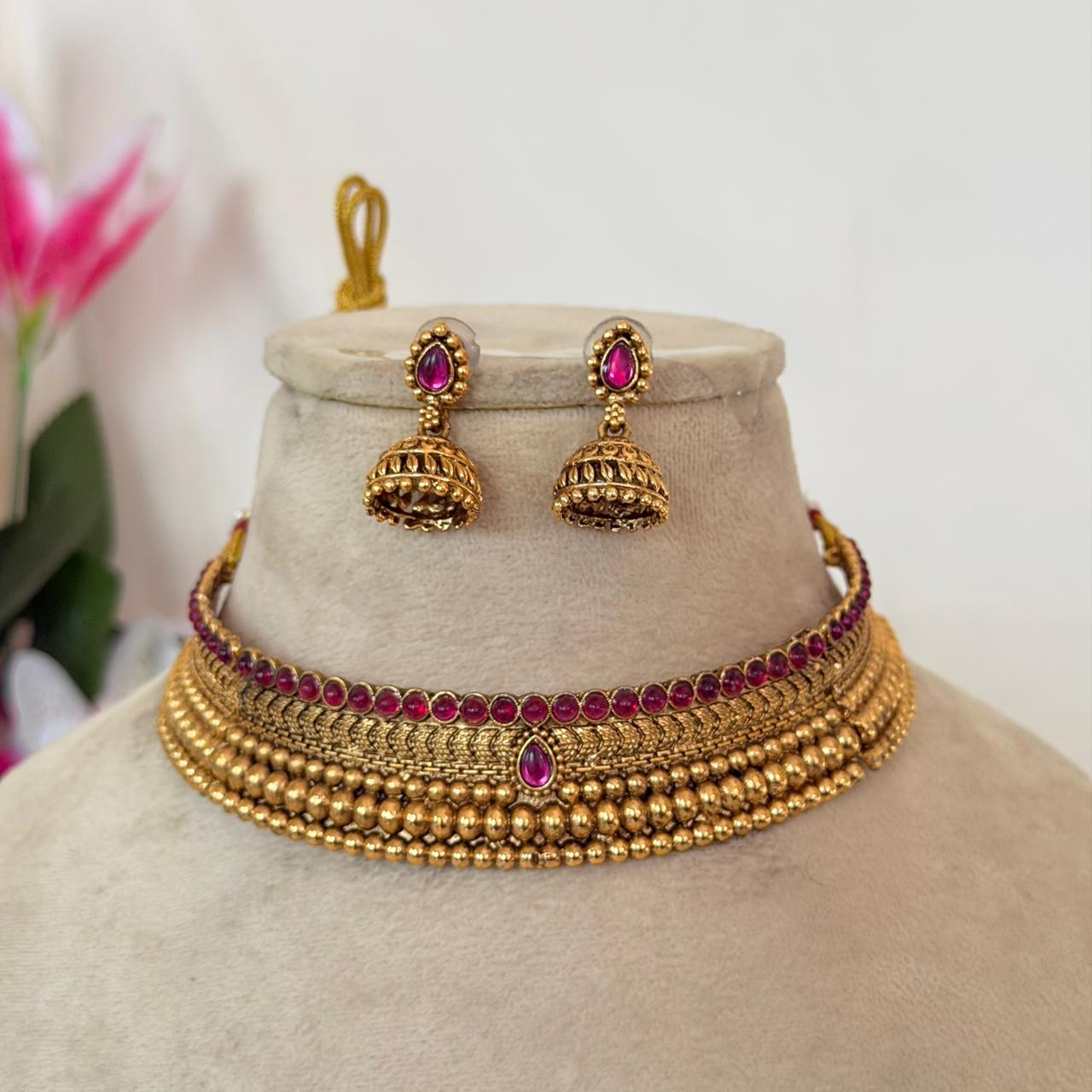 Premium Antique Beaded Choker AN122 Anvika Jewels
