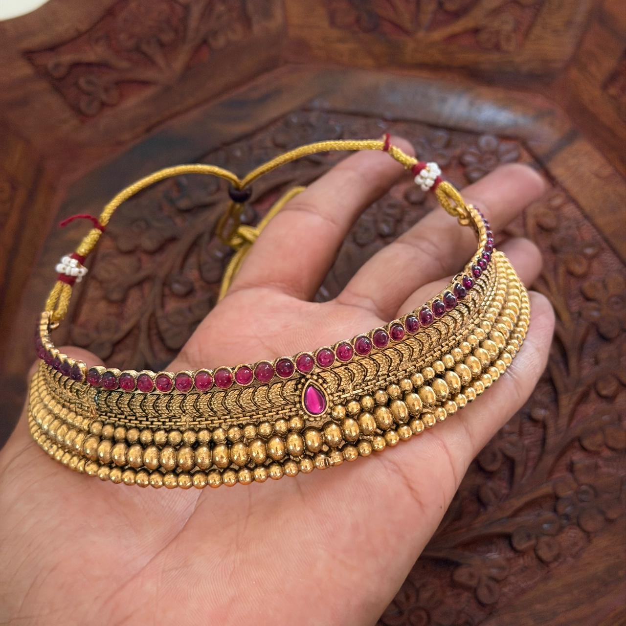 Premium Antique Beaded Choker AN122 Anvika Jewels
