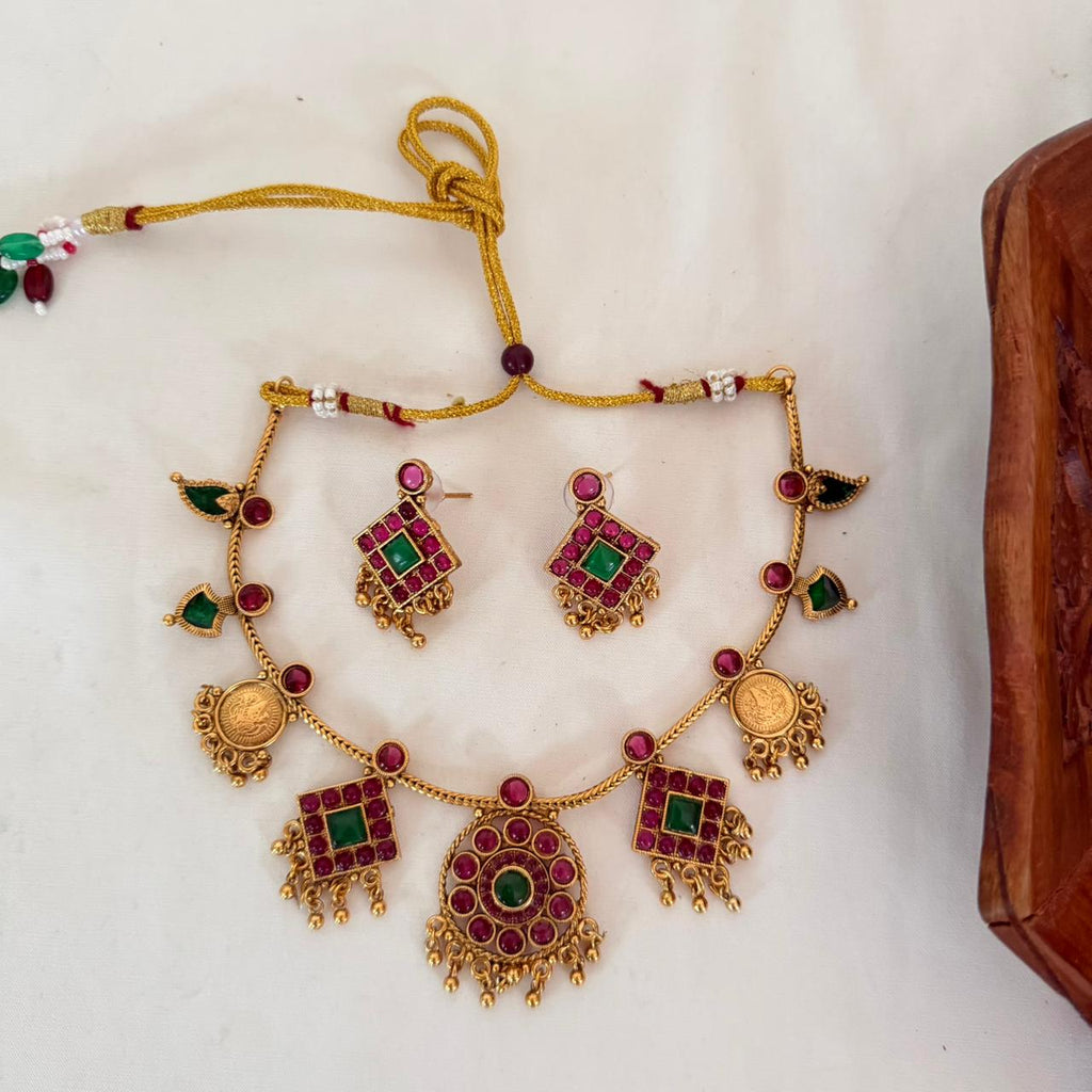 Ruby Emerald Antique Choker AN124 Anvika Jewels