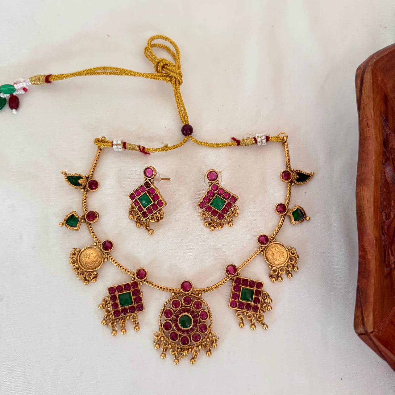 Ruby Emerald Antique Choker AN124 Anvika Jewels