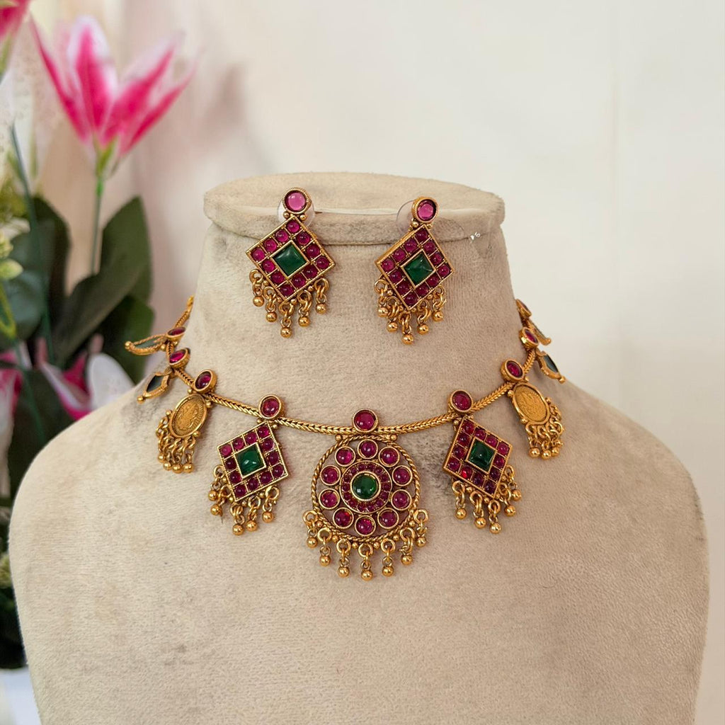 Ruby Emerald Antique Choker AN124 Anvika Jewels