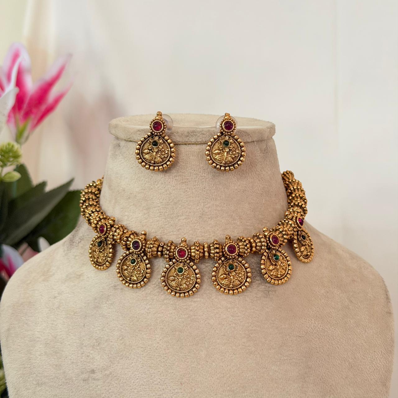 Lakshmi Coin Antique Choker AN125 Anvika Jewels