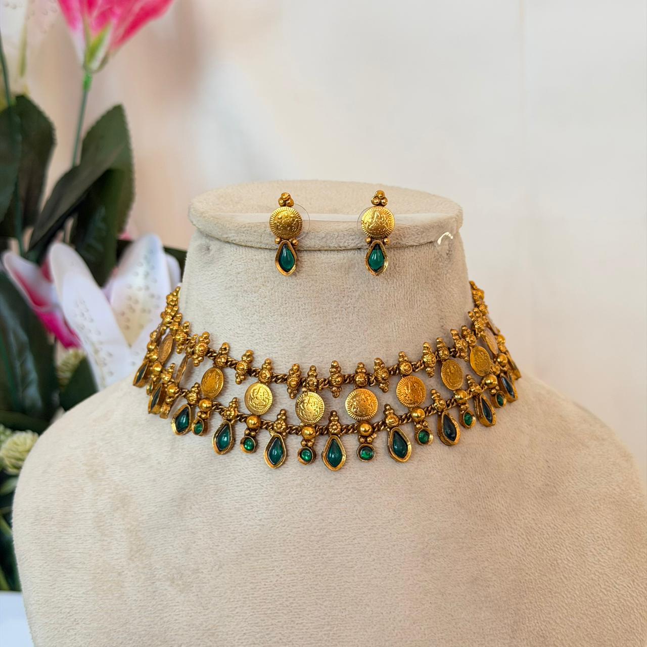 Antique Palakka Coin Choker AN119 Anvika Jewels