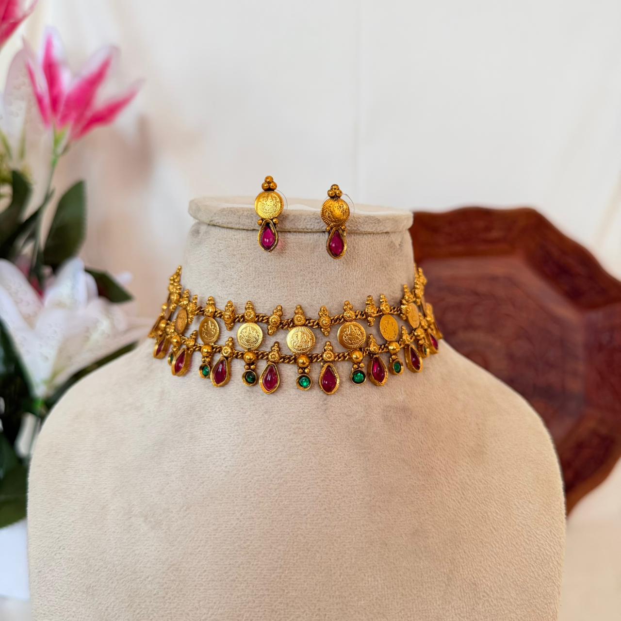 Antique Palakka Coin Choker AN119 Anvika Jewels