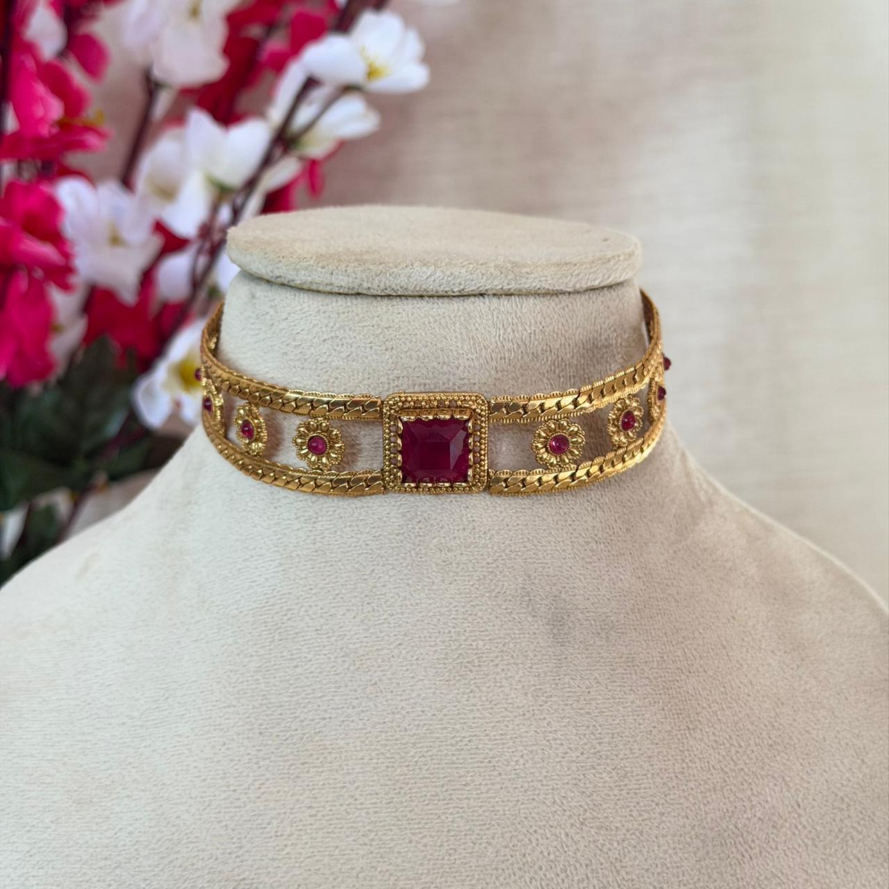 Square Stone Choker Set AN126 Anvika Jewels