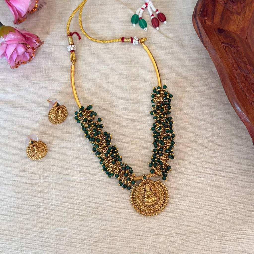 Lakshmi Green Beaded Necklace AN130 Anvika Jewels