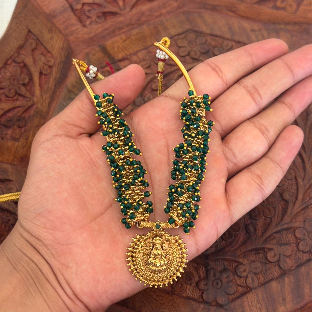 Lakshmi Green Beaded Necklace AN130 Anvika Jewels