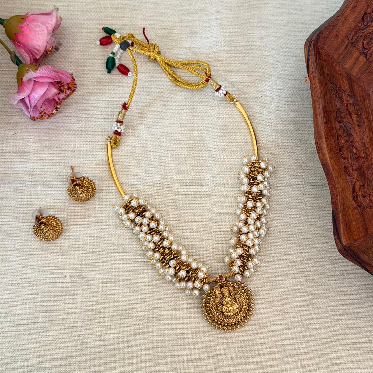 Lakshmi Pearl Necklace AN131 Anvika Jewels