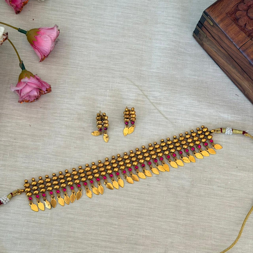 Elakkathali Ruby Necklace AN133 Anvika Jewels