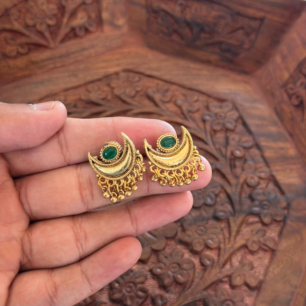 Crescent Green Stone Choker AN136 Anvika Jewels