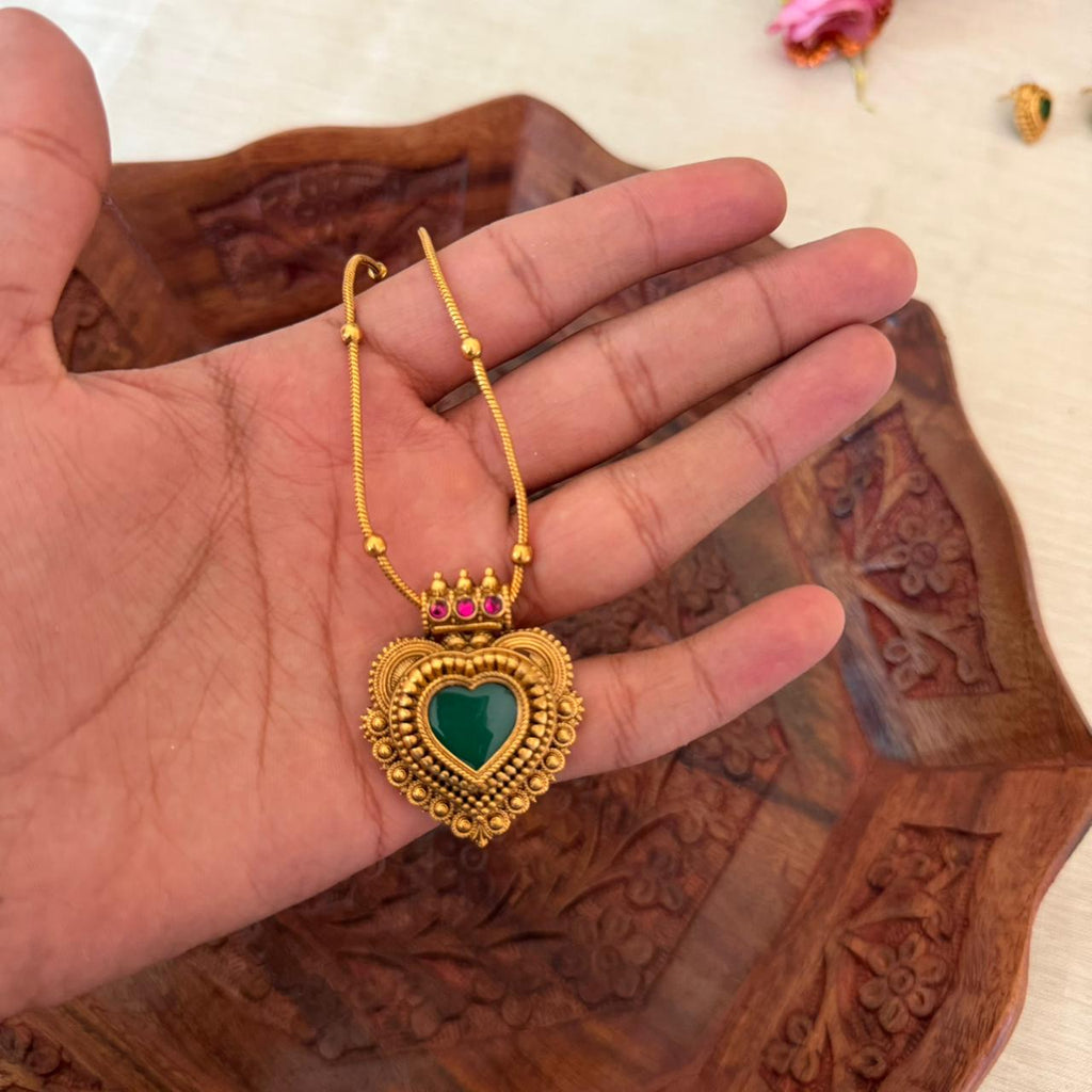 Heart Stone Pendant Set AN139 Anvika Jewels