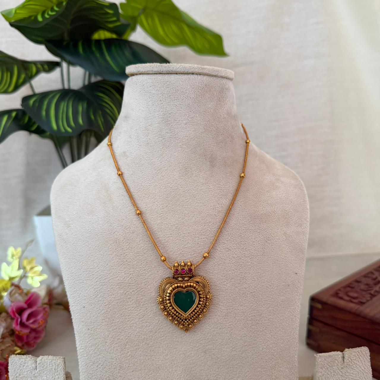 Heart Stone Pendant Set AN139 Anvika Jewels