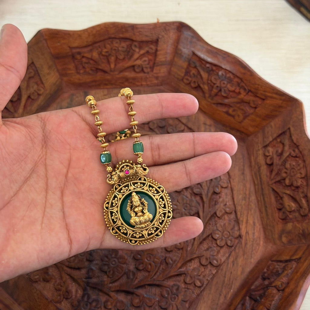 Lakshmi Green Pendant AN141 Anvika Jewels