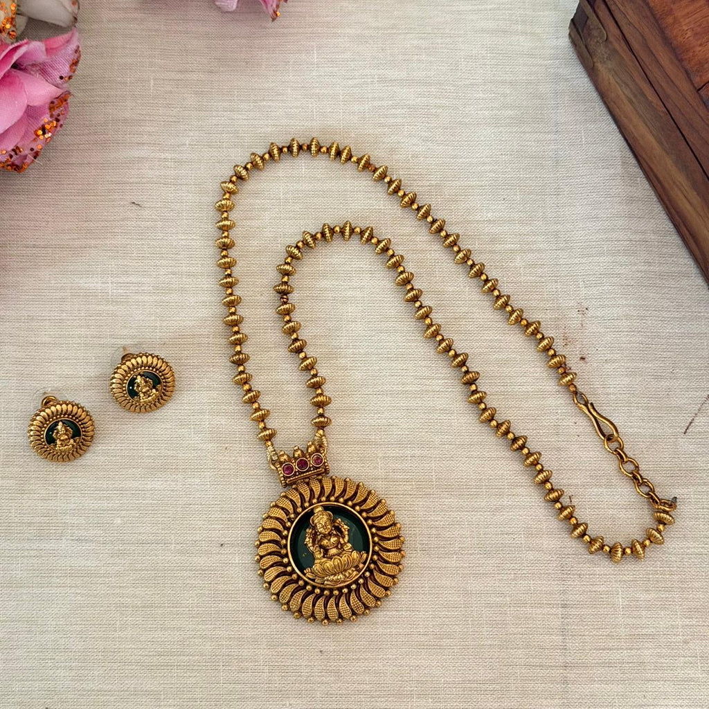 Lakshmi Green Pendant AN143 Anvika Jewels