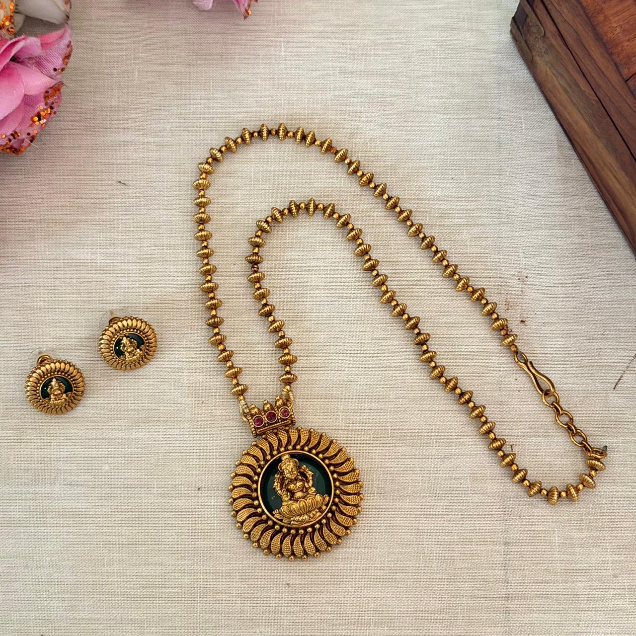 Lakshmi Green Pendant AN143 Anvika Jewels