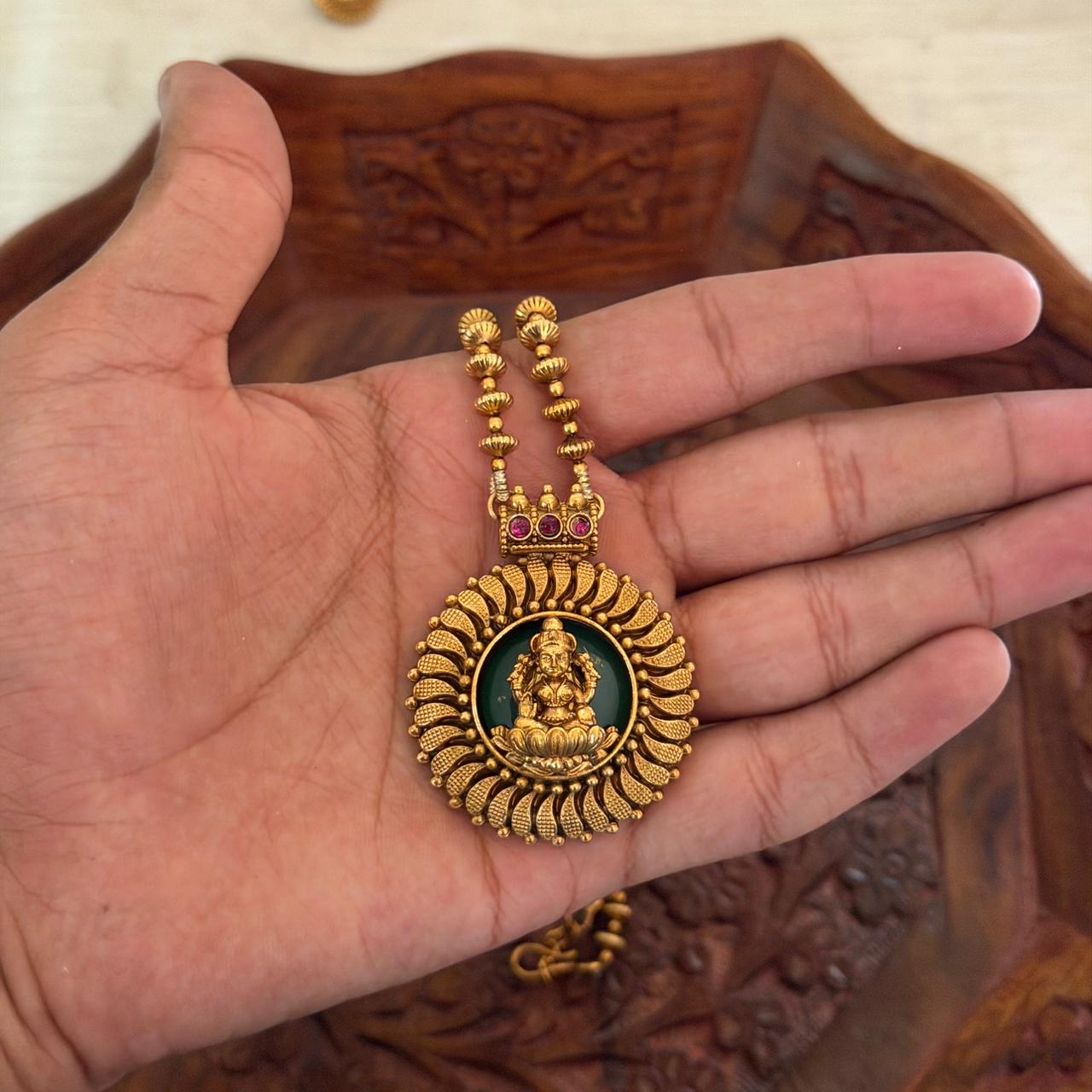 Lakshmi Green Pendant AN143 Anvika Jewels