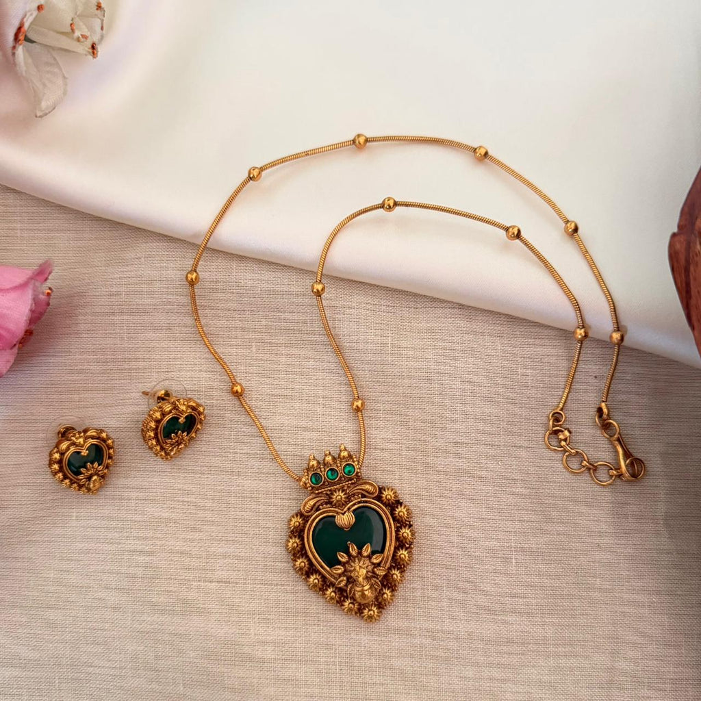 Heart Stone Pendant AN144 Anvika Jewels